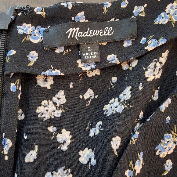 Madewell Ruffle-Sleeve Tie-waist Jumpsuit in Baby’s Breath True Black Sz L NWOT - Picture 5 of 7